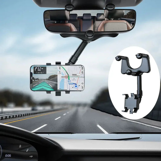 "Revolutionary Rotatable Car Phone Holder with Rearview Mirror Driving Recorder - the Ultimate DVR/GPS Mobile Phone Support for Safe and Convenient Driving"