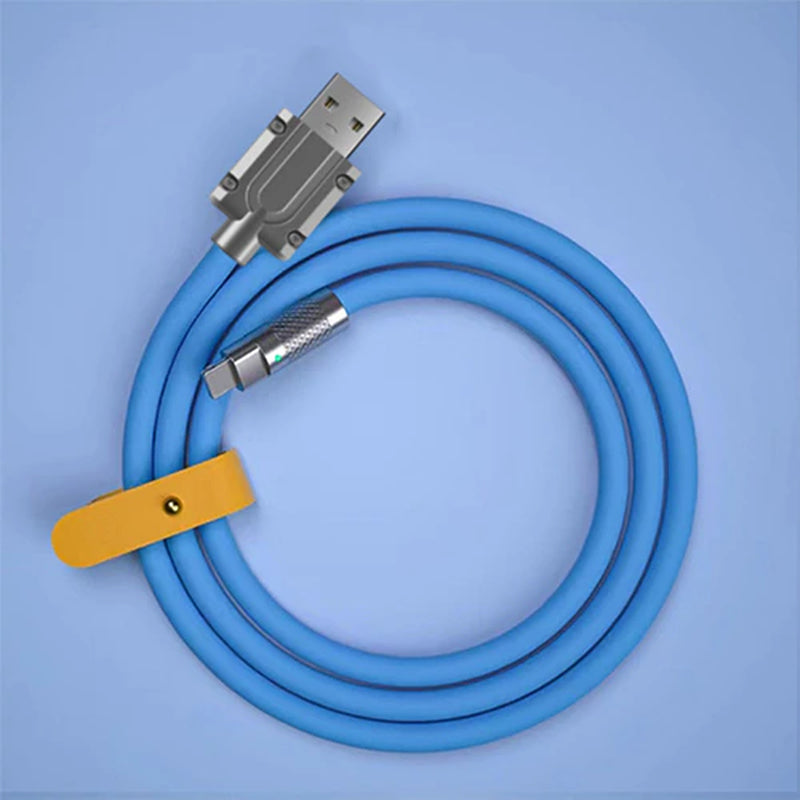 "Ultra-Fast 120W Supercharge Liquid Silicone Type-C Cable - 1M Length for Xiaomi, Huawei, Samsung - Premium Zinc USB Bold Data Line"