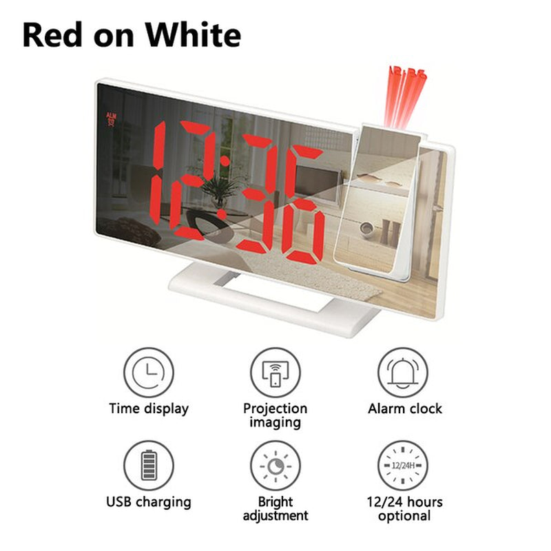 "Transform Your Bedroom with the Ultimate LED Projection Alarm Clock - Dual Loud Bedside Time Projector for a Peaceful Night'S Sleep!"