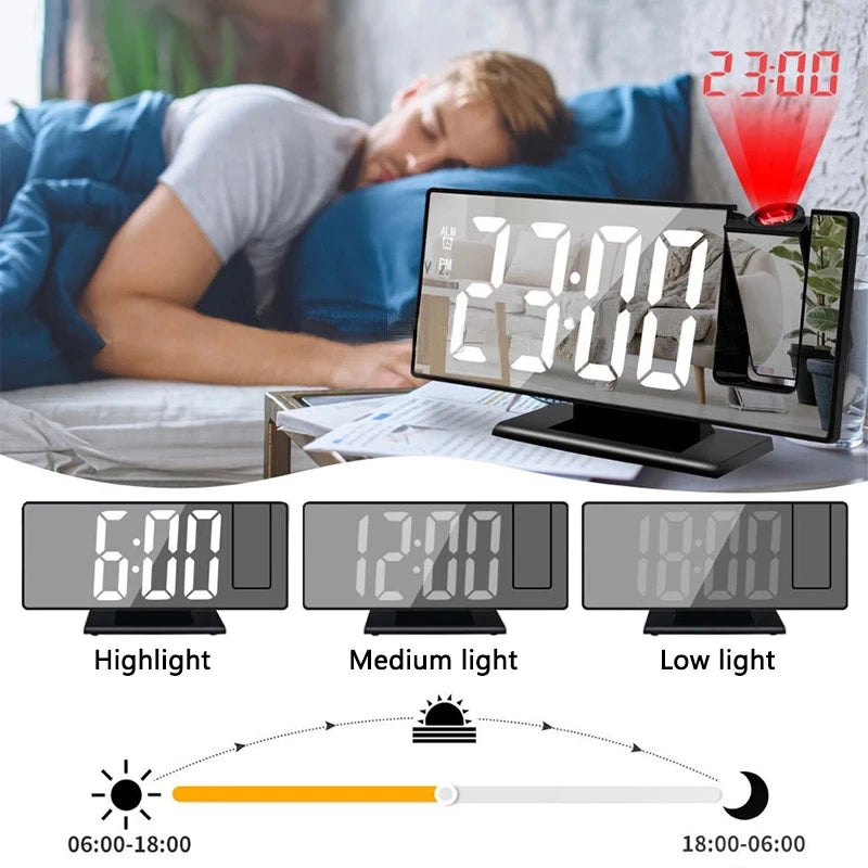 "Transform Your Bedroom with the Ultimate LED Projection Alarm Clock - Dual Loud Bedside Time Projector for a Peaceful Night'S Sleep!"