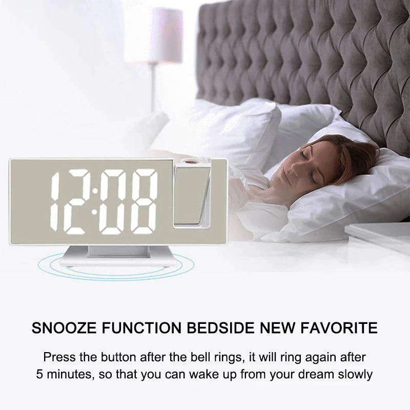 "Transform Your Bedroom with the Ultimate LED Projection Alarm Clock - Dual Loud Bedside Time Projector for a Peaceful Night'S Sleep!"