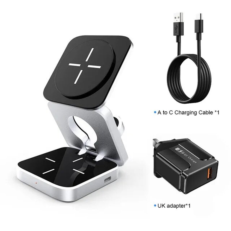 "Ultimate 3-In-1 Magnetic Wireless Charger Stand for Iphone 15/14/13 Pro/Max/Plus and Airpods 3/2 - Fast Charging Dock and Stylish Holder!"