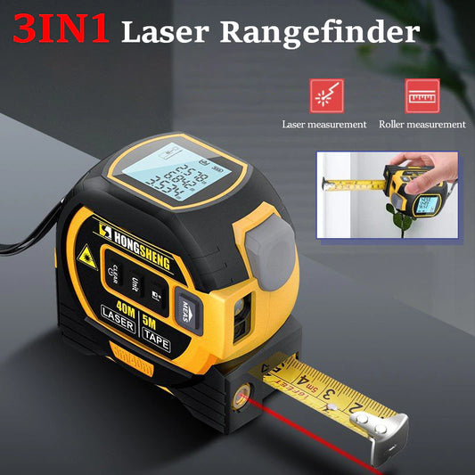 "Ultimate Laser Tape Measure: 3-In-1 Rangefinder, 5M Tape Measure, High-Precision Electronic Ruler for Intelligent Building Distance Measurement"