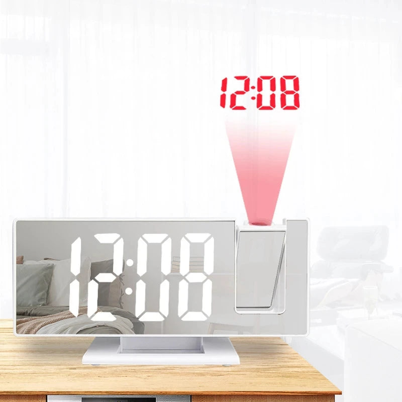 "Transform Your Bedroom with the Ultimate LED Projection Alarm Clock - Dual Loud Bedside Time Projector for a Peaceful Night'S Sleep!"